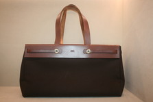 Hermes CABAS canbas  2 pocket ~~~