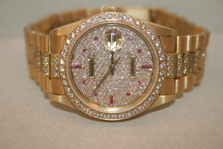 Rolex Day-Date YG 10P RUBY, ALL Diamond 
